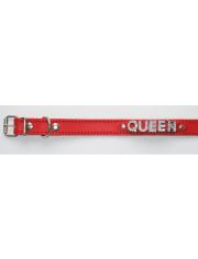Hundehalsband Queen aus Leder in rot