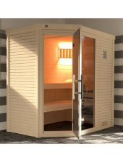 Sauna Cubilis Eck Gr.1, 195x145x204 cm, ohne Ofen, inkl. Aufbau