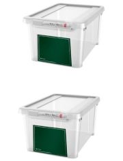 Aufbewahrungsbox 2x 5 Liter, mit Deckel und beschreibbarem Feld + Stift 2er Set