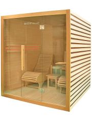 Set: Sauna Horizon, B/T/H: 199/210/215 cm, 50 mm, 8-KW-Ofen mit int. Steuerung