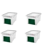Aufbewahrungsbox 4x 5 Liter, mit Deckel und beschreibbarem Feld 4er Set